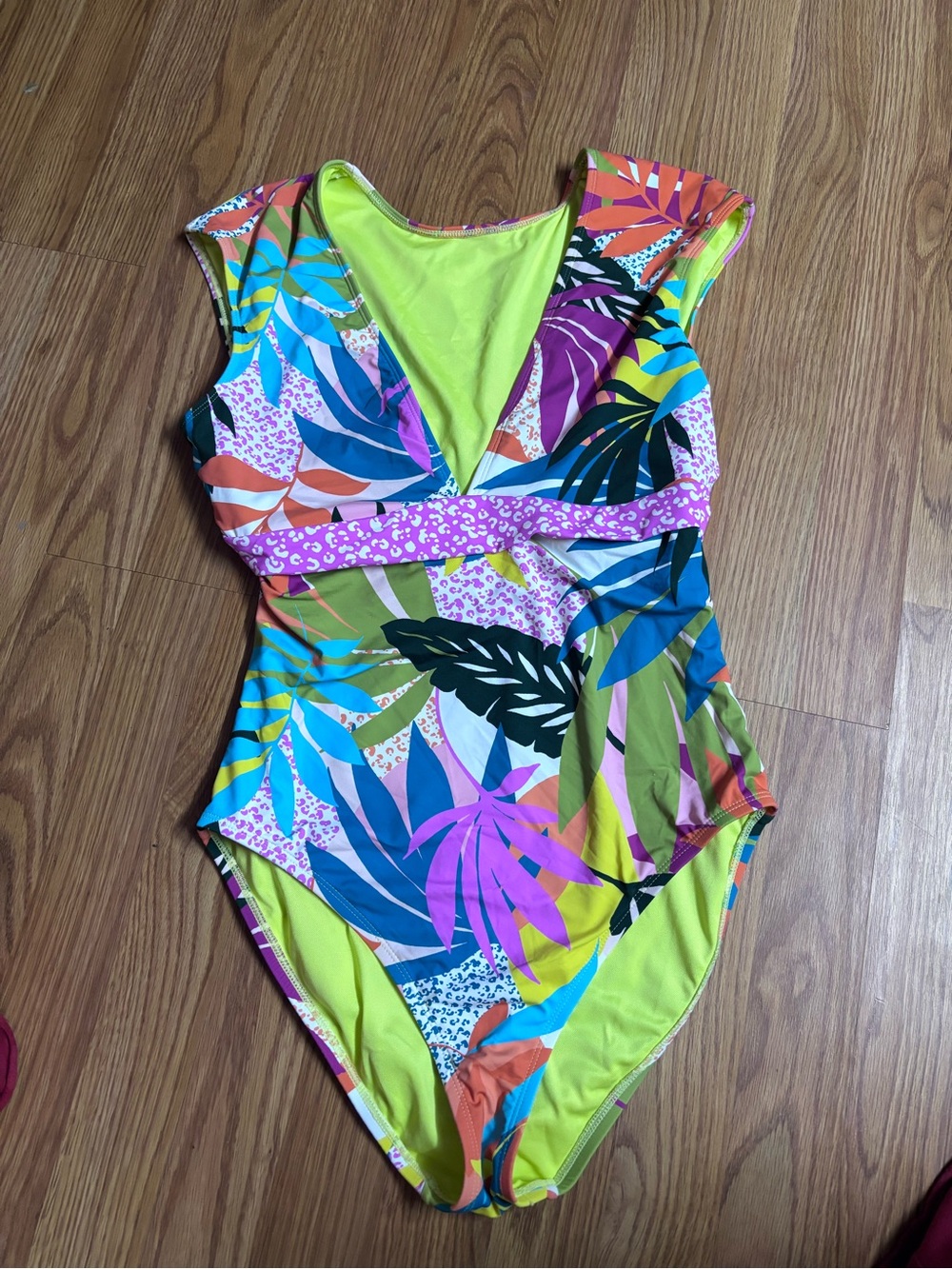 Tropical Leaf One-Piece Swimsuit in Multicolor Wild At Heart Size Large